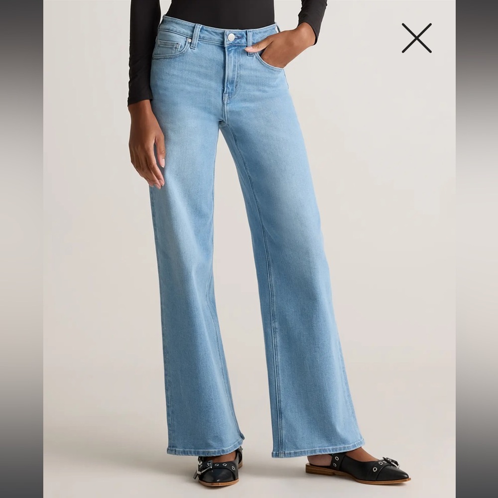 Quince Stretch High Rise Wide Leg Jeans